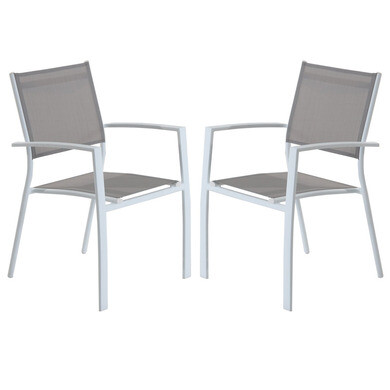 Lot de 2 fauteuils en aluminium blanc hendaye