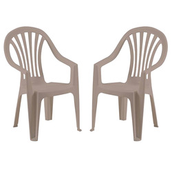 Lot de 2 fauteuils en résine polypropylène taupe ARUBA - OOGarden
