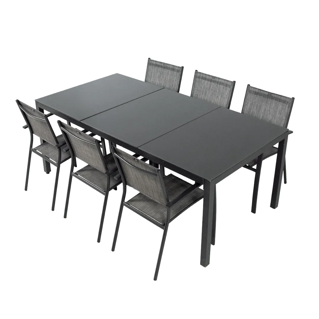 Salon de jardin: Table PALERME 2M et 6 fauteuils ANTALYA