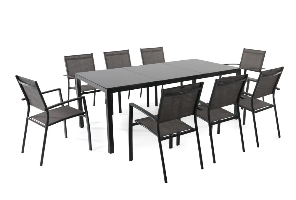 Gartenmöbelset: Tisch PALERME 2M und 8 Sessel ANTALYA