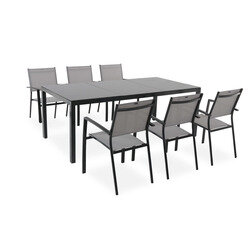 Tuinmeubilair: PALERME 2M tafel + 6 ANTIBES fauteuils - OOGarden