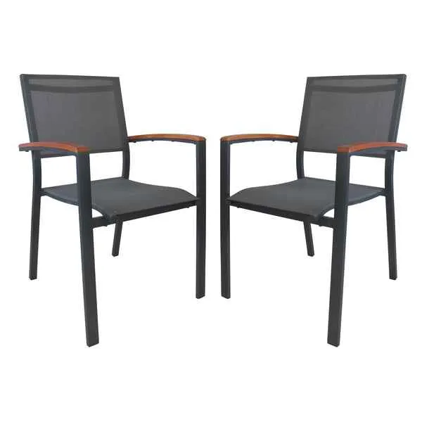 Lot de 2 fauteuils aluminium chocolat FIGUERAS