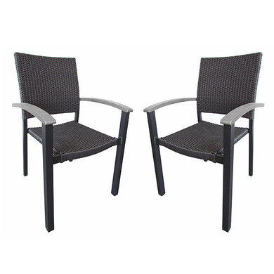 Lot de 2 fauteuils aluminium gris barcelona