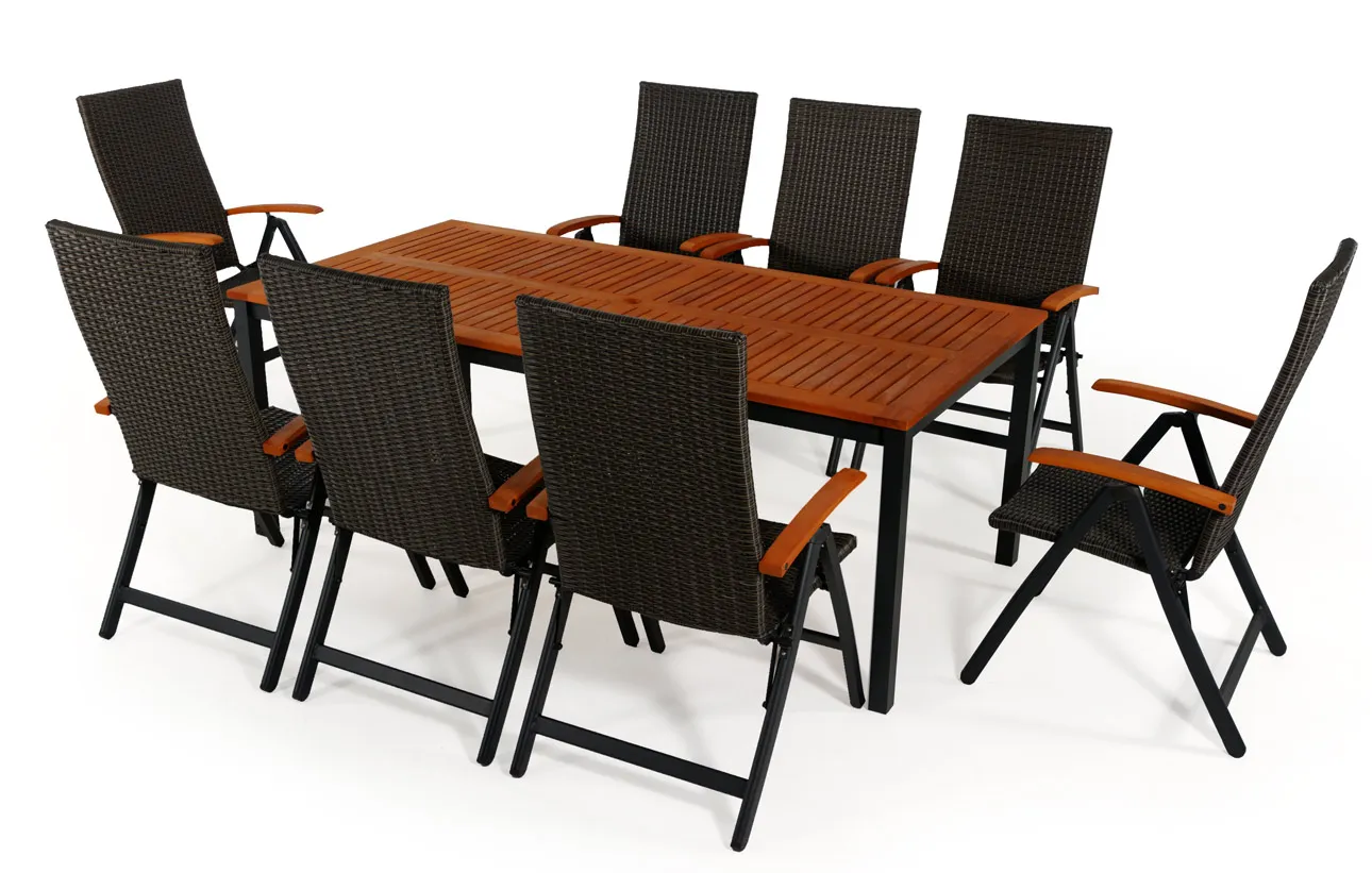 Salon de jardin:table BARCELONA 200 CM et  8 fauteuils dossier rÃ©glable