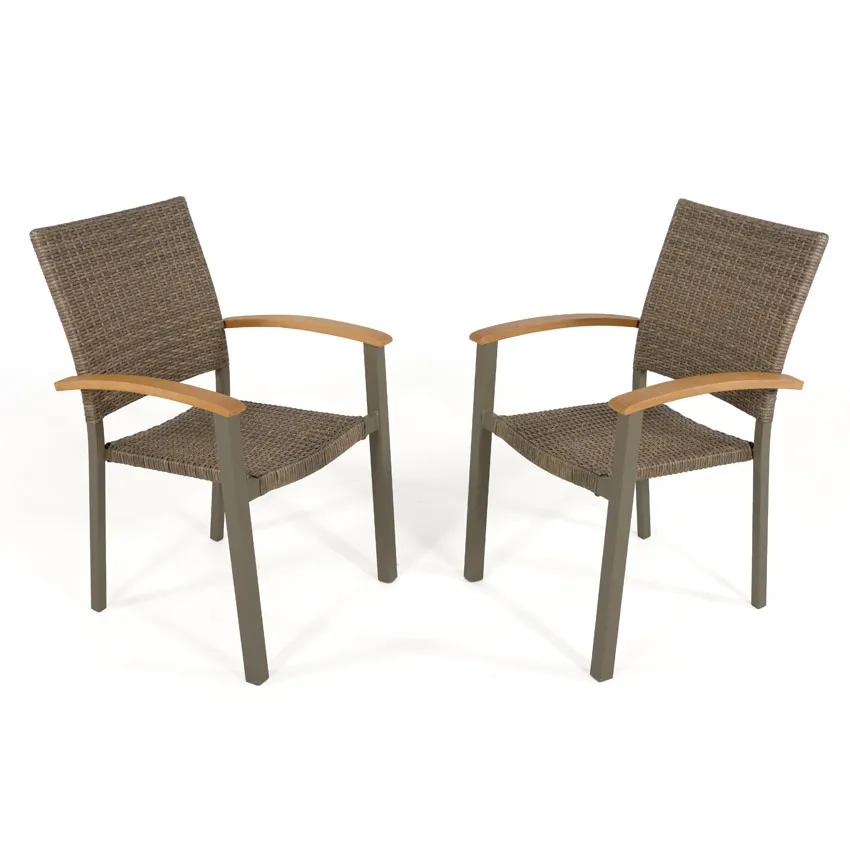 Lot de 2 fauteuils aluminium taupe BARCELONA