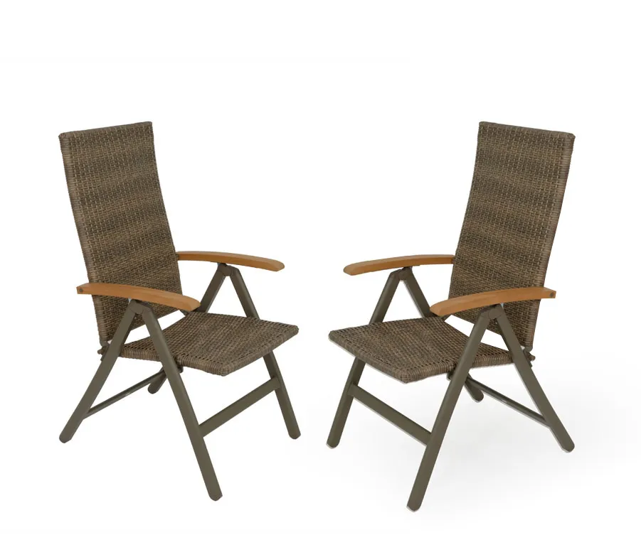 Lot de 2 Fauteuils dossier rÃ©glable en alumnium taupe BARCELONA
