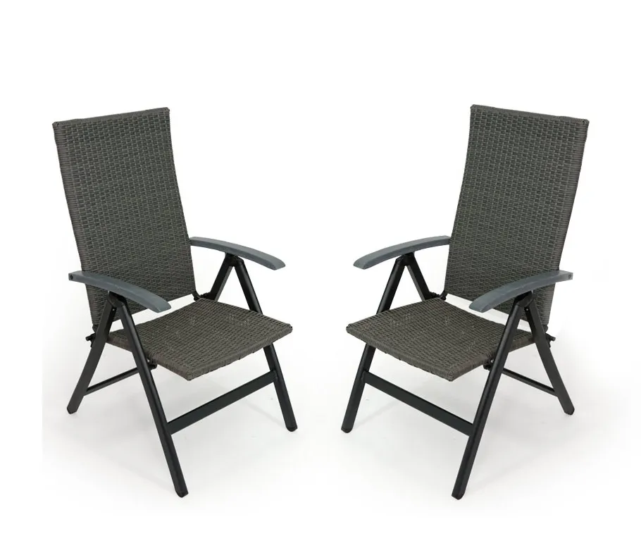 Lot de 2 Fauteuils dossier rÃ©glable en alumnium gris BARCELONA