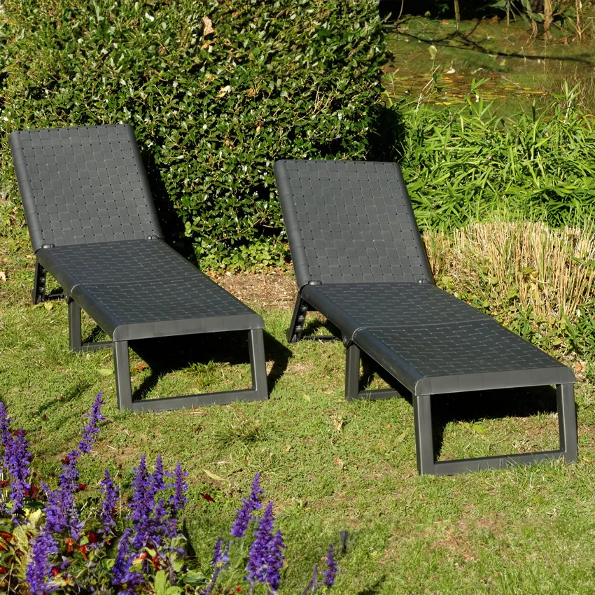 Lot de 2 Bains de soleil Anthracite DREAM