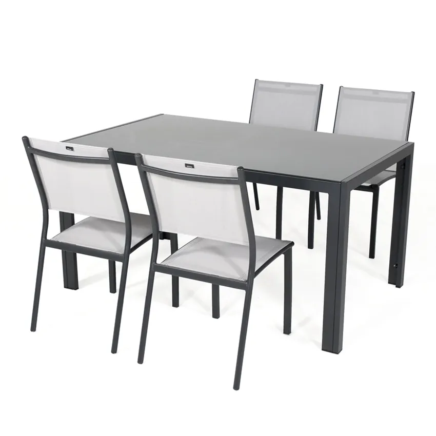 Gartenmöbelset: Tisch PALERME 150 cm und 4 Stühle ANTIBES