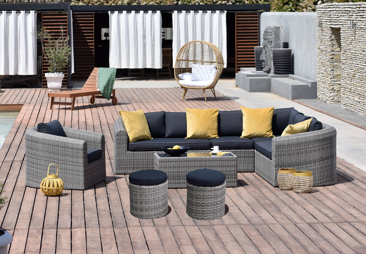 Garten LoungeGruppe NEAPOLIS aus Polyrattan beige mit 2