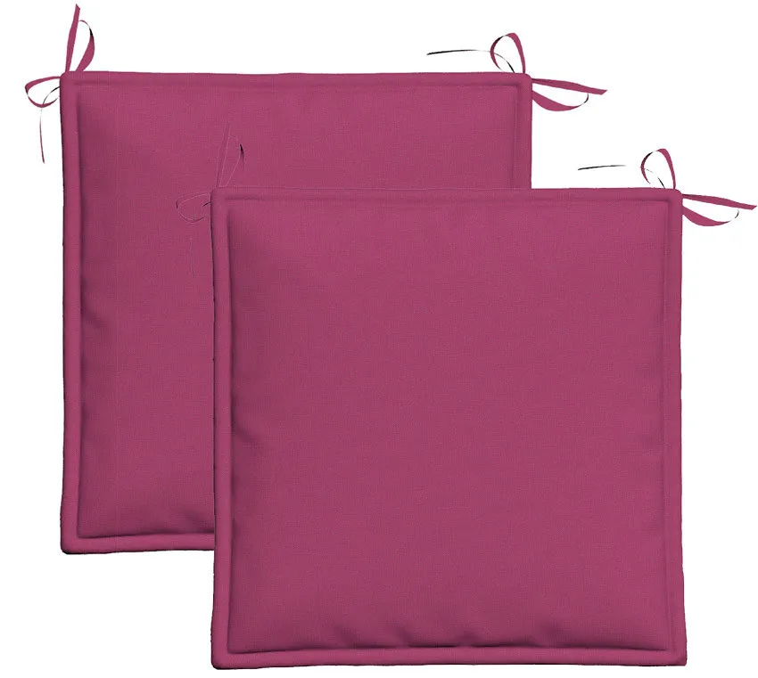 Lot de 2 coussins d'assises Unis et déhoussables 40x40 cm framboise