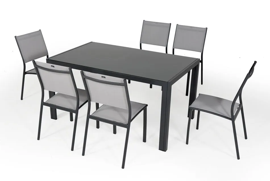 Gartenmöbelset: Tisch PALERME 150 cm und 6 Stühle ANTIBES