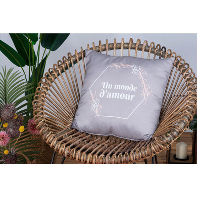 Fauteuil d'extérieur en rotin naturel avec coussin