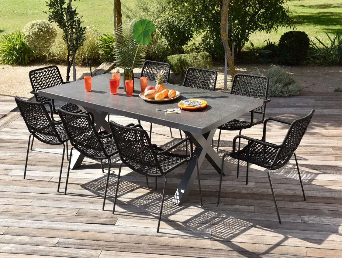 Salon de jardin: Table MESSINE et 8 fauteuils ESTEREL
