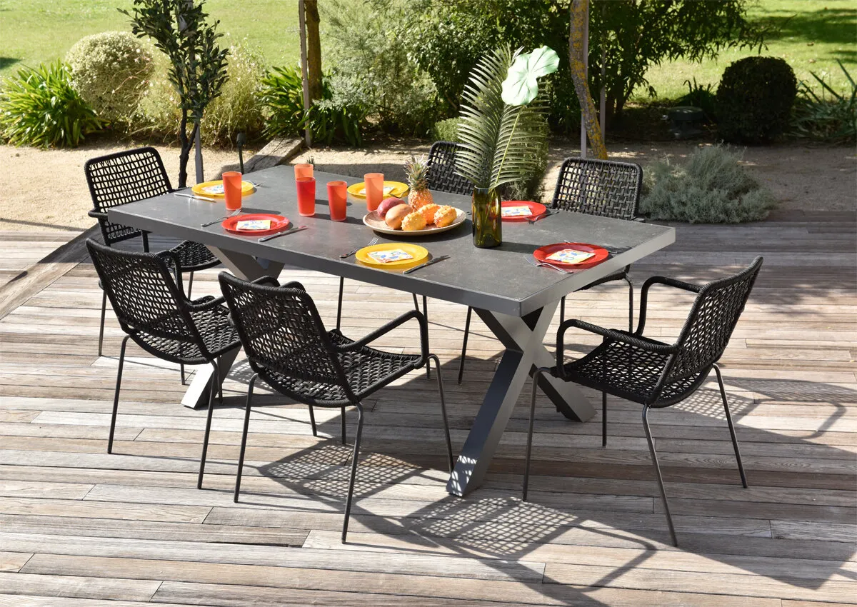Salon de jardin: Table MESSINE et 6 fauteuils ESTEREL