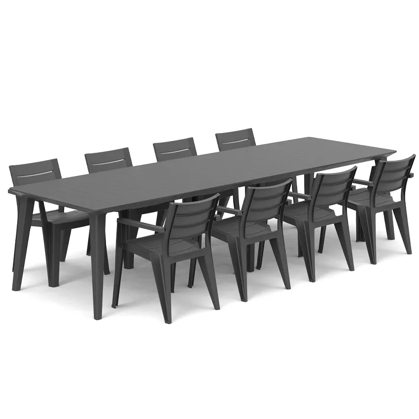 Salon de jardin rÃ©sine : table LIMA 160 240 320 cm et 8 fauteuils JULIE