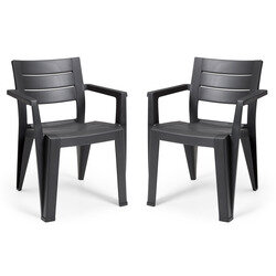 Lot de 2 fauteuils graphite JULIE  - ALLIBERT