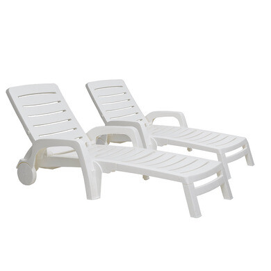 Lot de 2 bains de soleil résine polypropylène blanc RIVA - OOGarden
