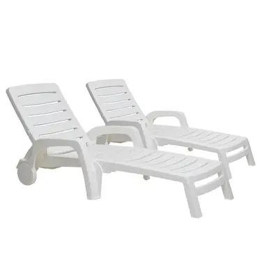 Lot de 2 bains de soleil résine polypropylène blanc RIVA - OOGarden
