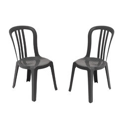 Lot de 2 chaises Bistrot Coloris anthracite MIAMI  - GROSFILLEX