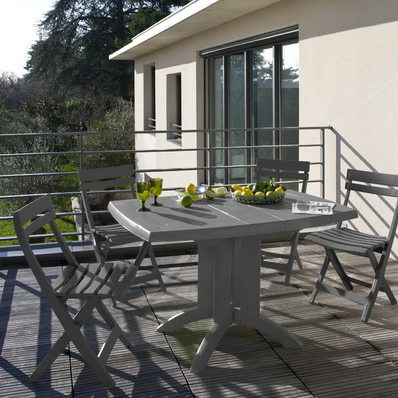 Salon de jardin pliable VEGA anthracite