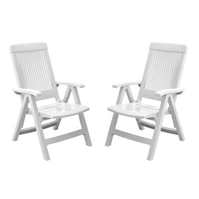 Lot de 2 fauteuils fidji avec dossier réglable blanc