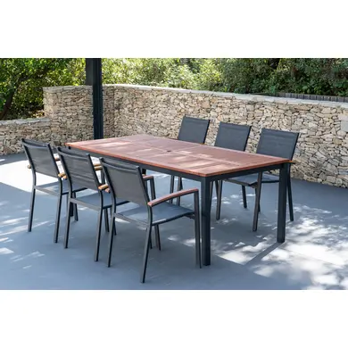 Gartenmöbelset: Tisch BARCELONA 200 cm + 6 Stühle FIGUERAS