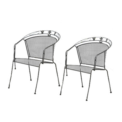 Lot de 2 fauteuils en acier anthracite mesh