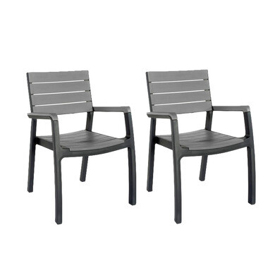 Lot de 2 fauteuils en résine polypropylène graphite harmony