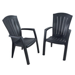 Lot de 2 Fauteuils de Jardin SANTORINI coloris graphite - ALLIBERT