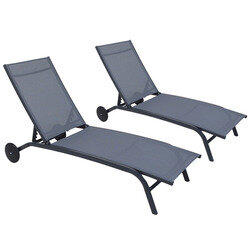 Lot de 2 bains de soleil PRAIA anthracite - OOGarden
