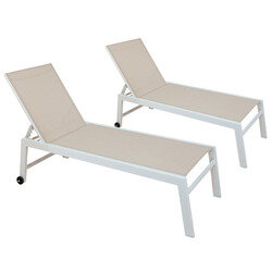 Lot de 2 bains de soleil SYMI Blanc et Beige - OOGarden