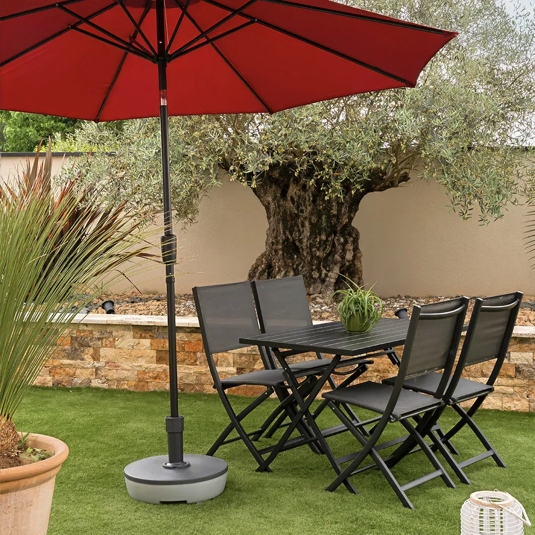 Salon de jardin : Table pliante BARRA 110cm et 4 chaises pliantes ELO