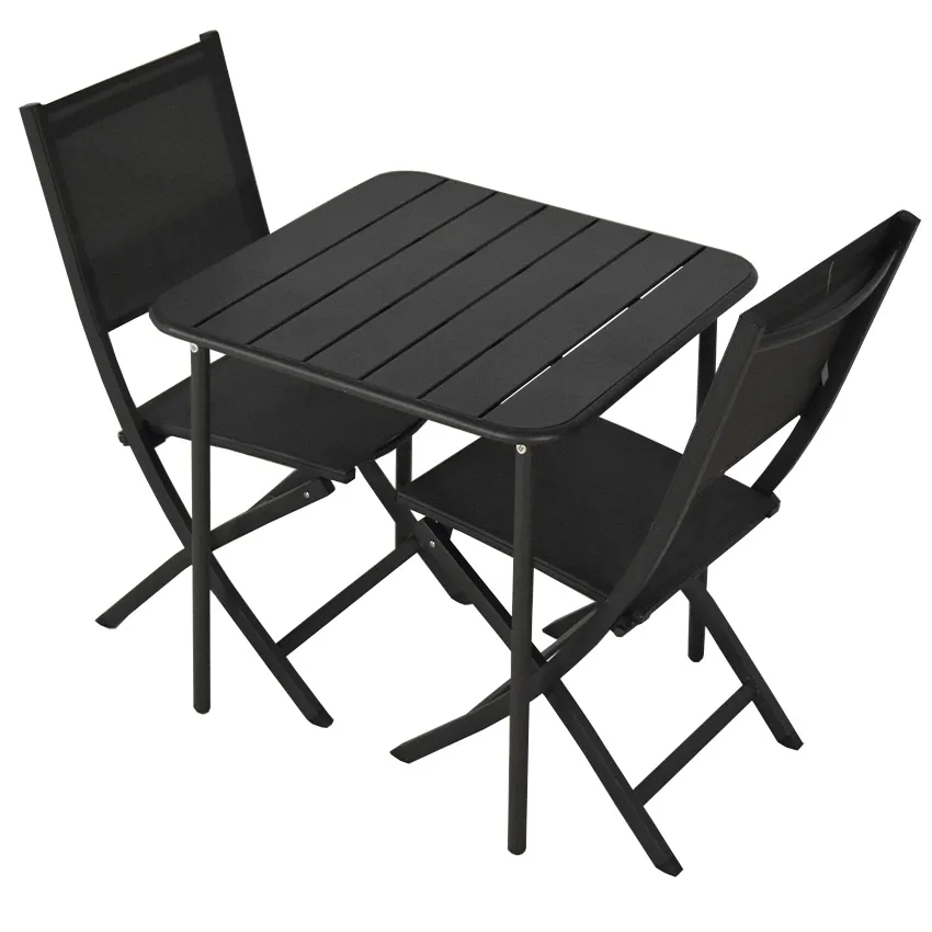 Salon de jardin Table MILLOR et 2 Chaises pliantes anthracite