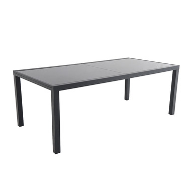 Table De Jardin Métal Bilbao 70x70x71 Cm - Gris, 2 Places, Design Carré Aux Coins Arrondis - Pour Balcon, Petite Terrasse