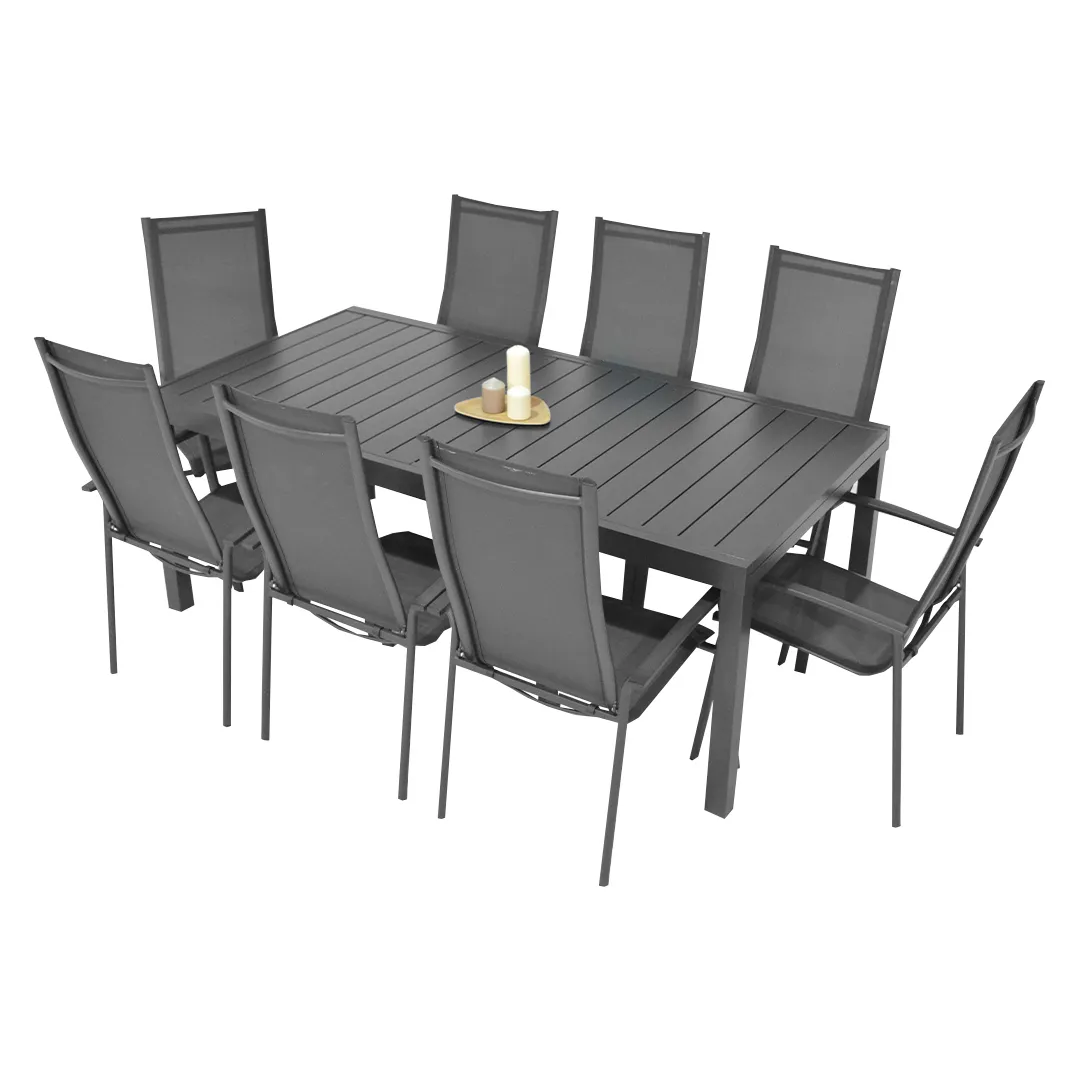 Salon de jardin : Table MALAGA 2m et 8 fauteuils OBERTA