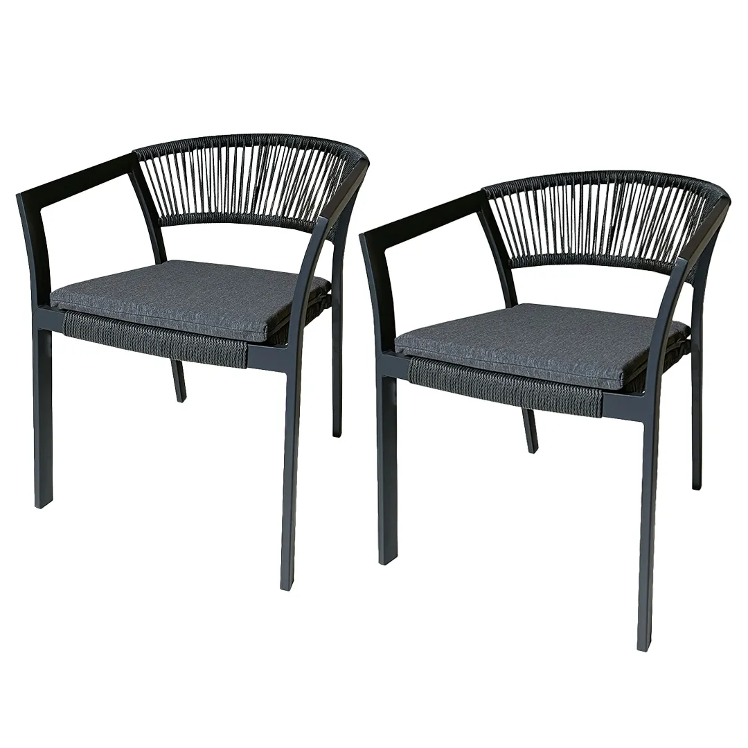 Lot de 2 fauteuils PARIS en aluminium et rotin   Coloris anthracite