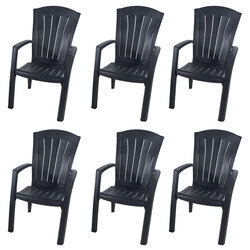 Lot de 6 Fauteuils de Jardin SANTORINI coloris graphite - ALLIBERT