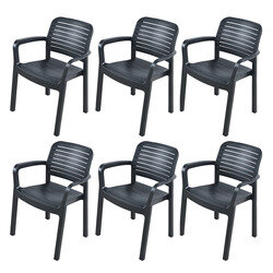 Lot de 6 Fauteuils de jardin CHLOE graphite - ALLIBERT