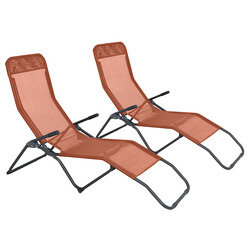 Lot de 2 Bains de Soleil EASY en Acier et Textilène - Coloris Rouge - OOGarden