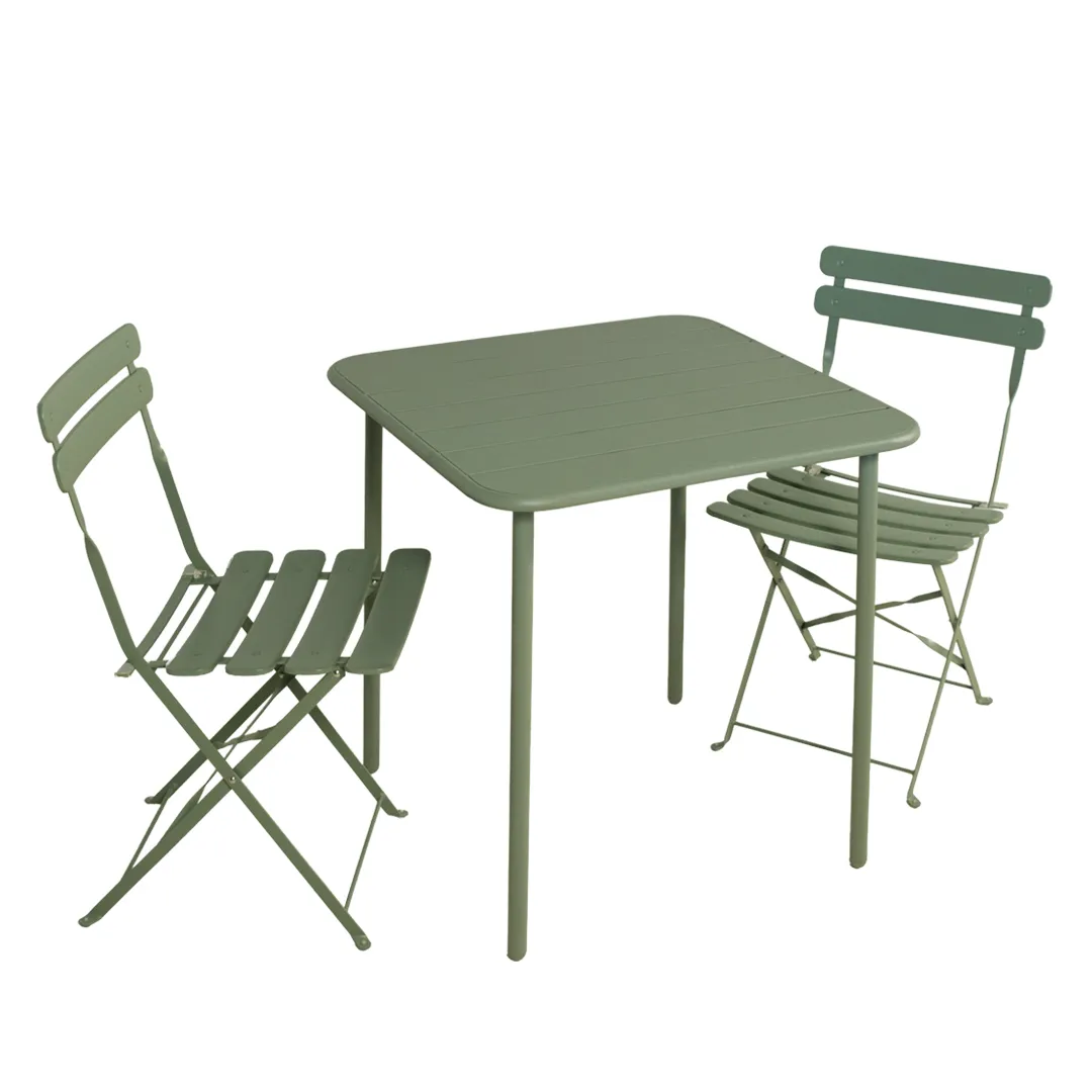 Salon de Jardin MILLOR avec Table CarrÃ©e   2 Chaises Pliantes Compact