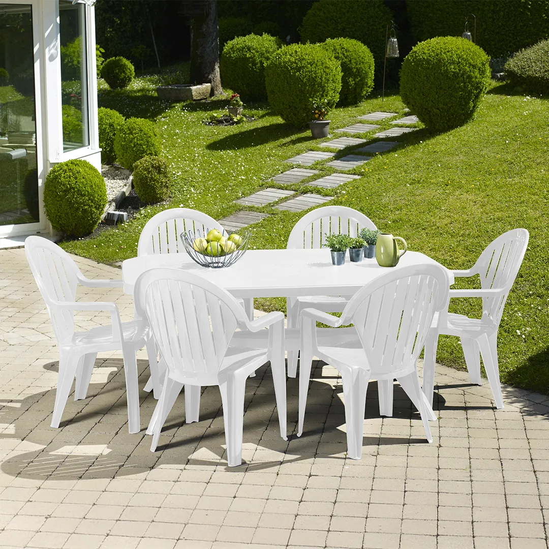 Salon de Jardin RÃ©sine : Table IBIZA et 6 Fauteuils FIDJI EVOLUTION