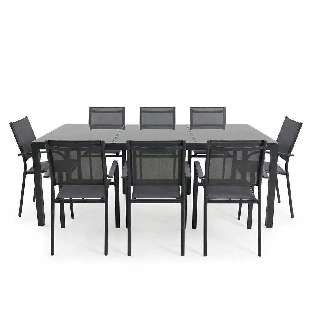 Salon De Jardin Palerme 2m et 8 Fauteuils Bilbao Gris Anthracite