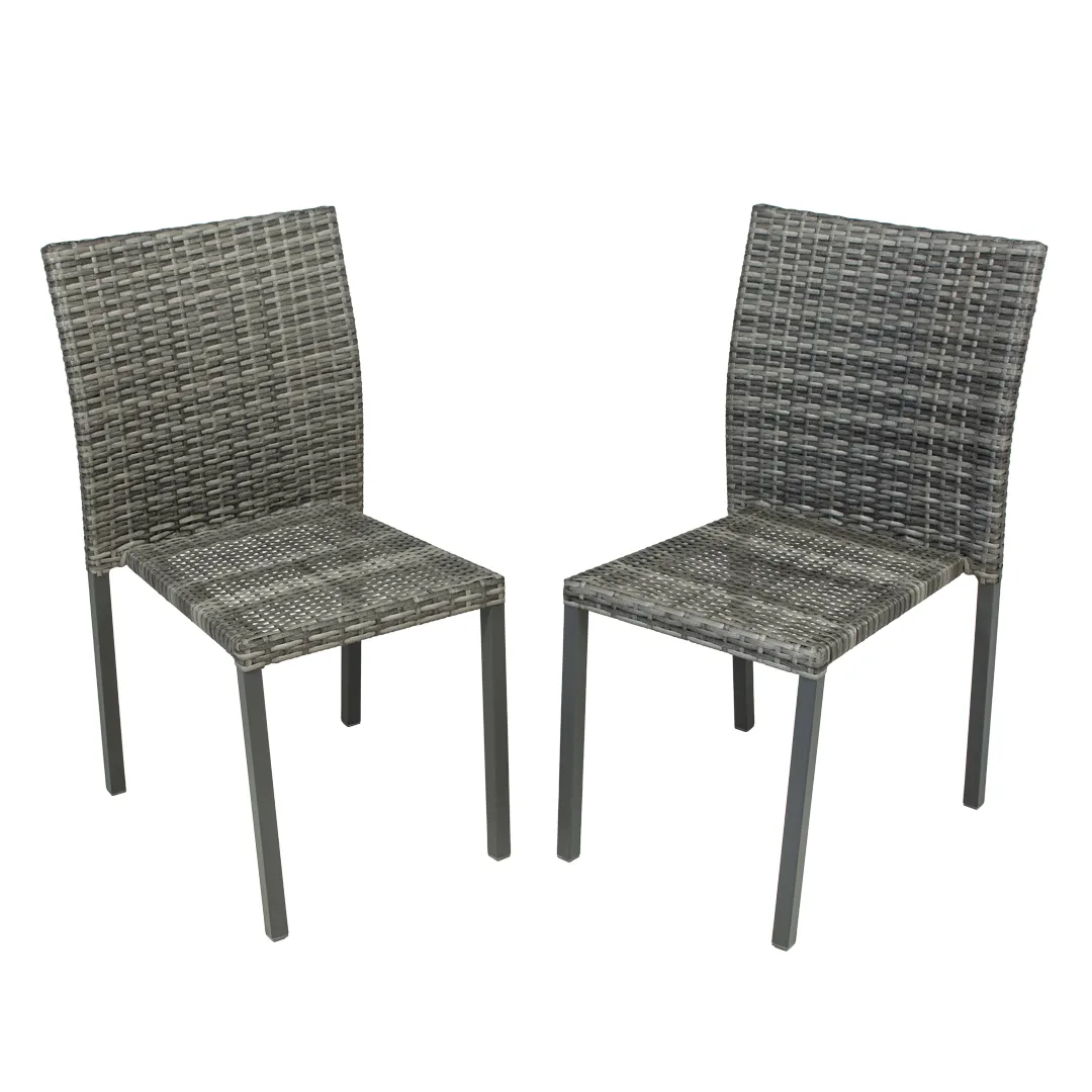 Lot de 2 Chaises LUGO en RÃ©sine TressÃ©e   Coloris Anthracite
