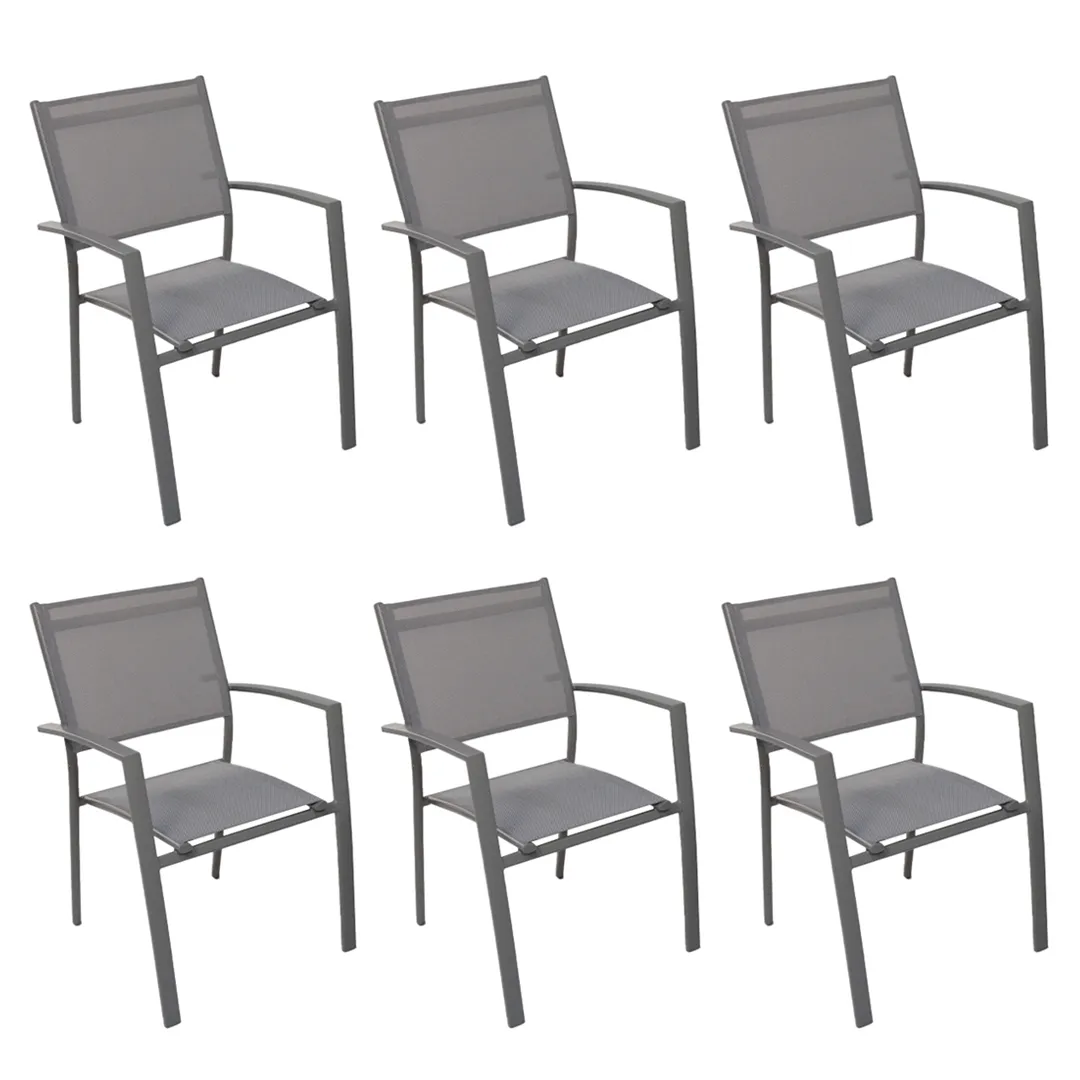 Set aus 6 Aluminium Sesseln SANDINO Taupe