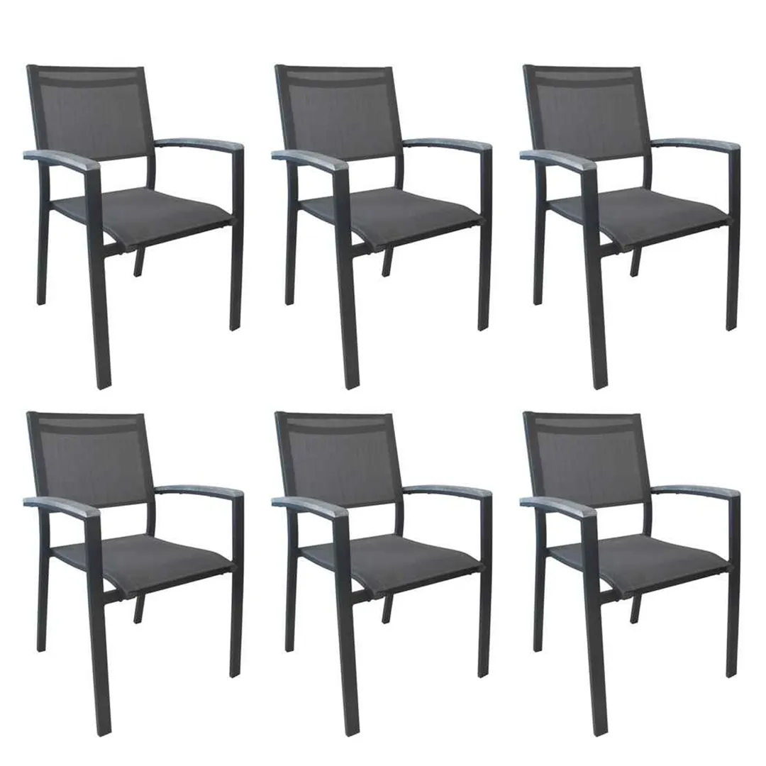 Set aus 6 Sesseln aus grauem Aluminium FIGUERAS