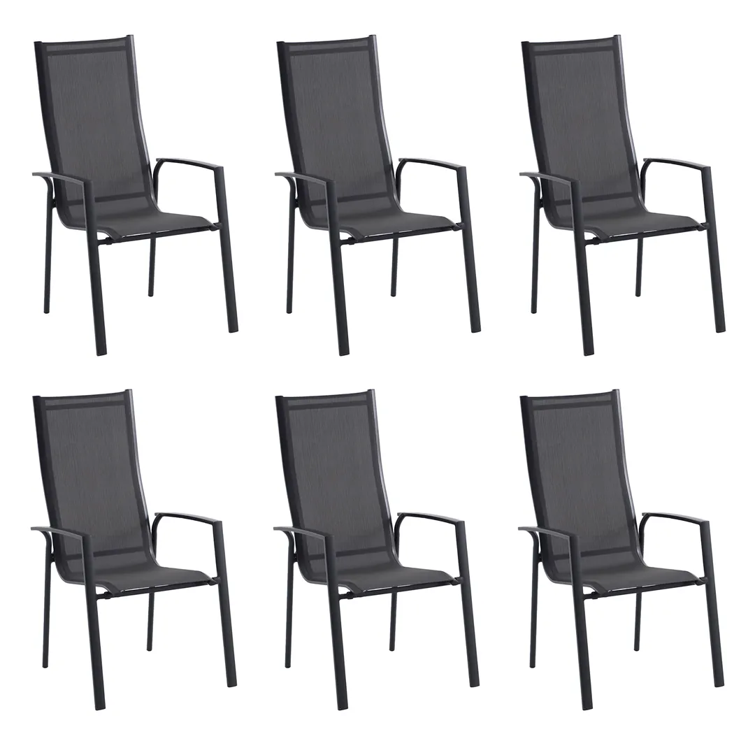 Lot de 6 fauteuils dossier haut anthracite OBERTA