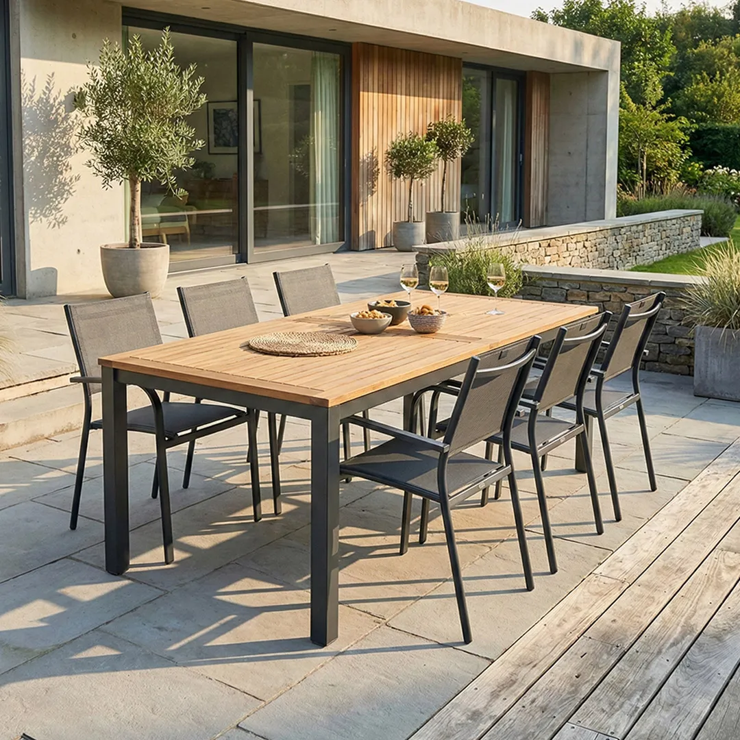 Salon de Jardin Table NATUREA 2 3m et 6 Fauteuils BILBAO