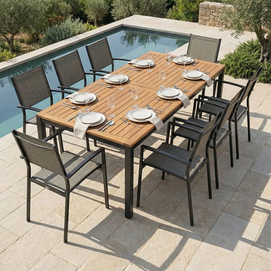 Gartenmöbel Tisch NATUREA 2 3m und 8 Sessel ANTALYA