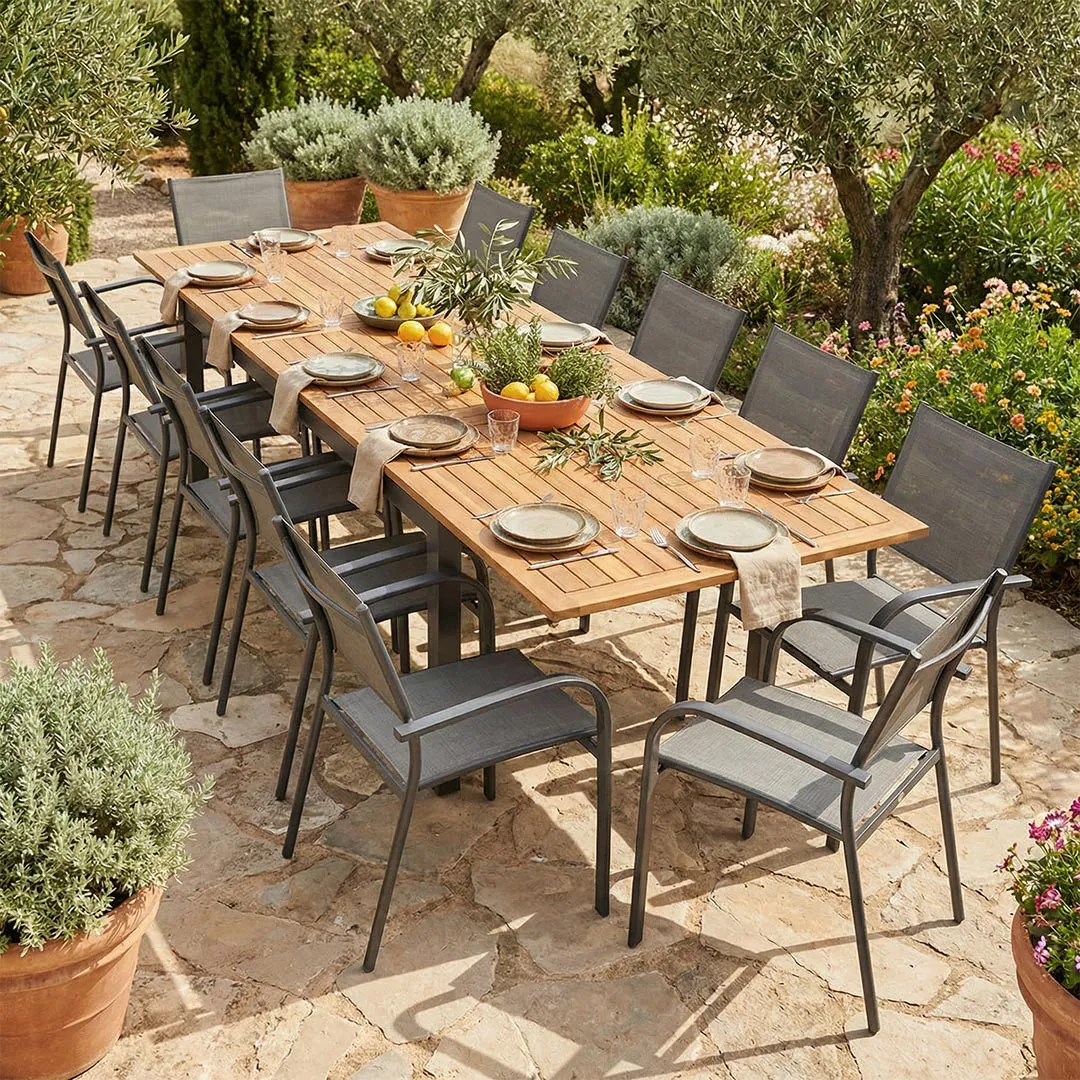 Gartenmöbel Tisch NATUREA 2 3m und 12 Sessel ANTALYA